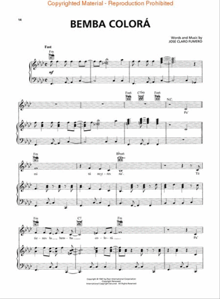 Best of Celia Cruz Piano, Vocal, Guitar scores gallery preview page 4