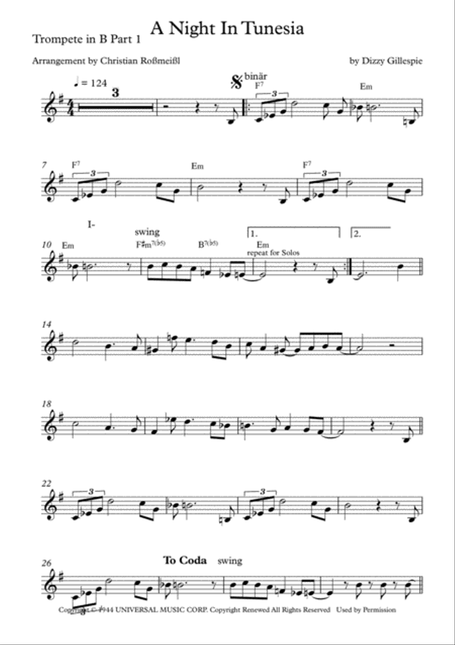 A Night In Tunisia Brass Ensemble scores gallery preview page 6