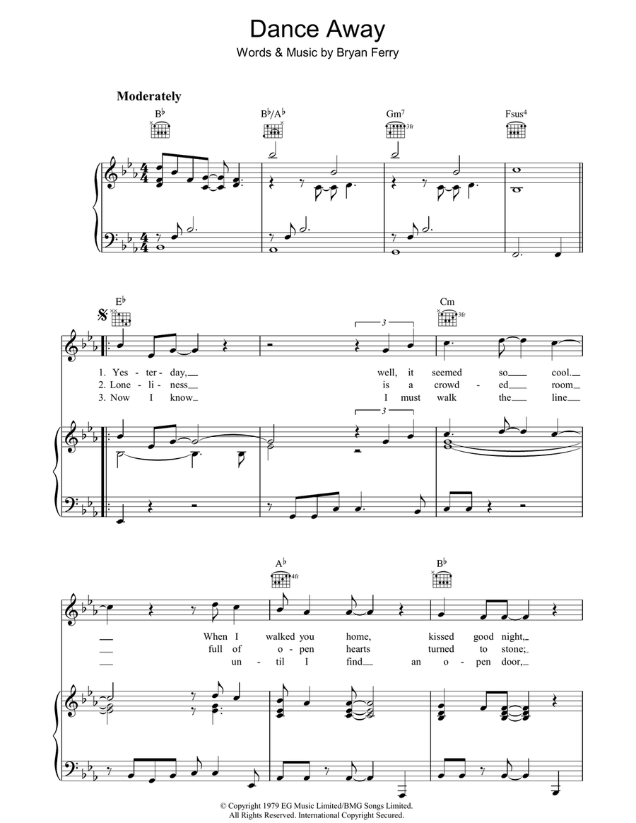 Dance Away Piano, Vocal, Guitar scores gallery preview page 1