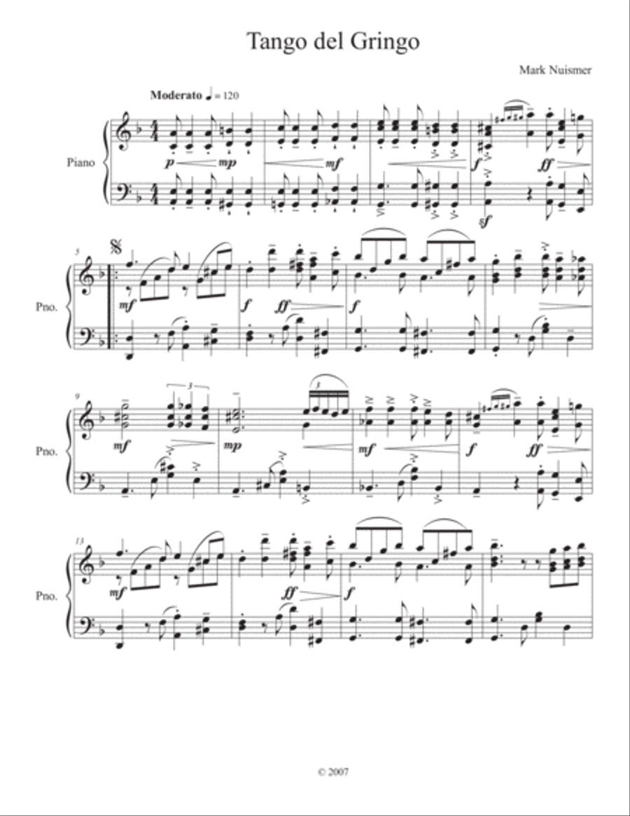 Tango del Gringo/Nuismer Tango del Gringo/Nuismer Piano Solo scores gallery preview page 1