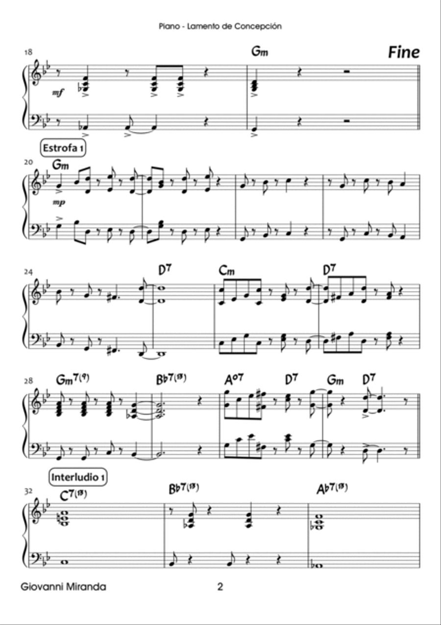 Lamento De Concepcion Lamento De Concepcion Piano Solo scores gallery preview page 2