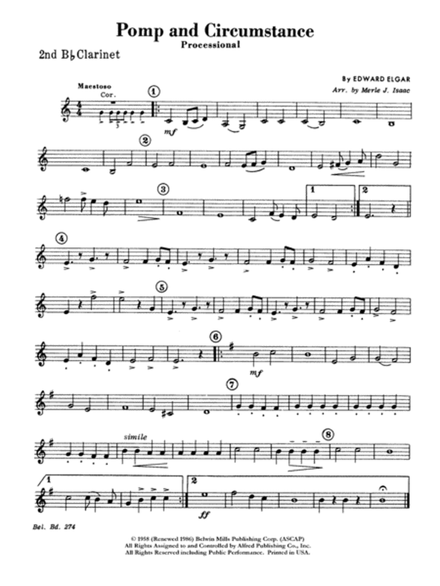 Pomp and Circumstance, Op. 39, No. 1 (Processional): 2nd B-flat Clarinet