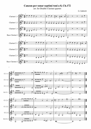 G. Gabrieli - Canzon per sonar septimi toni a 8, Ch.172, arr. for Double Clarinet quartet