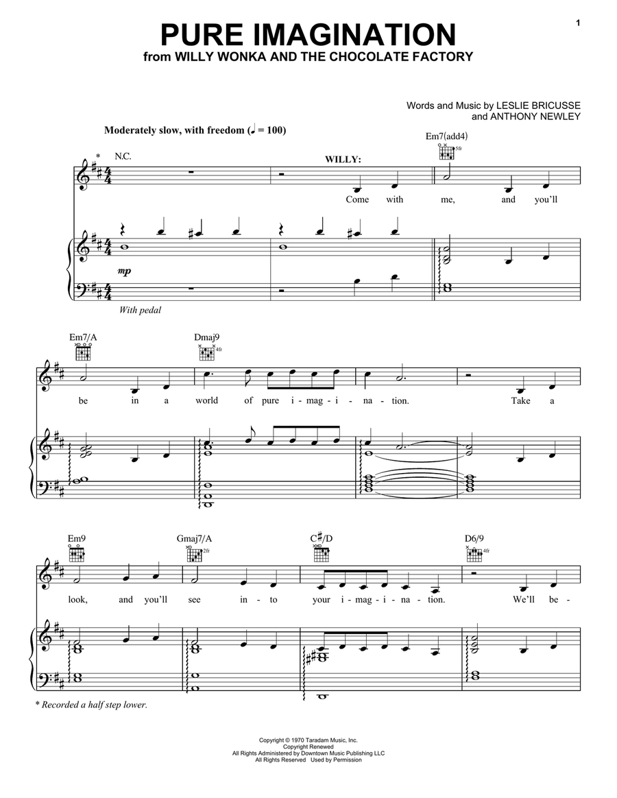Pure Imagination Piano, Vocal, Guitar scores gallery preview page 1
