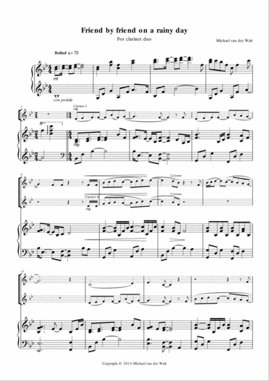 Friend by Friend on a Rainy Day Woodwind Ensemble scores gallery preview page 1