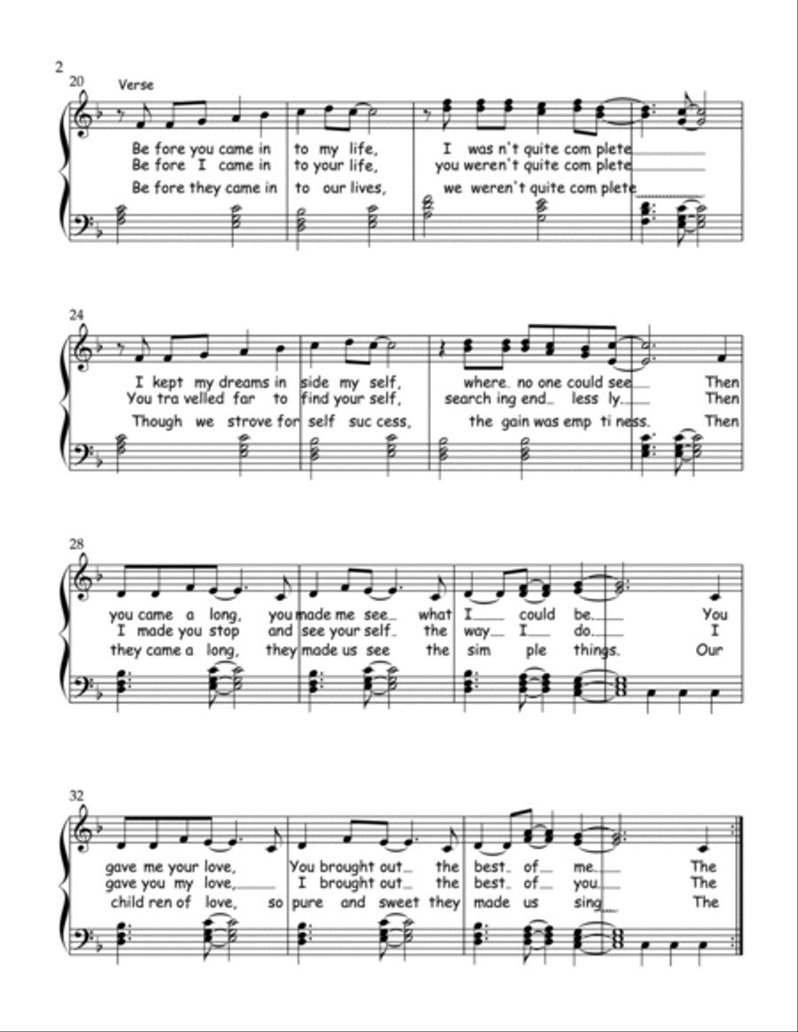 The Best of You and Me - Sheet music for single from the Reserved for You Collection image number null