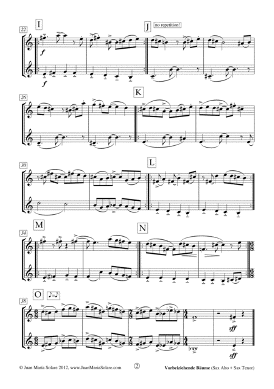 Vorbeiziehende Bäume [Trees Passing By - 2 Sax] Woodwind Ensemble scores gallery preview page 5