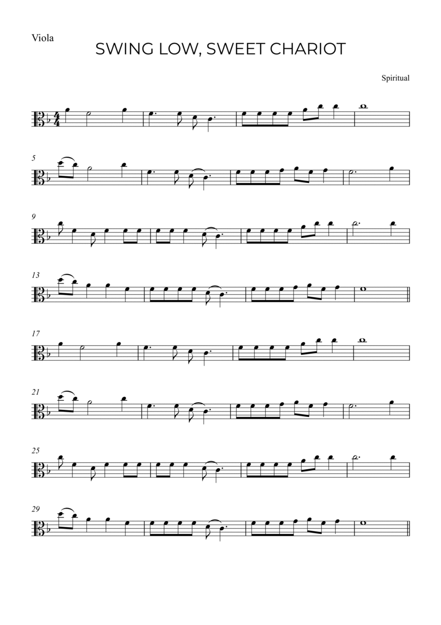 SWING LOW, SWEET CHARIOT Viola Solo scores gallery preview page 1