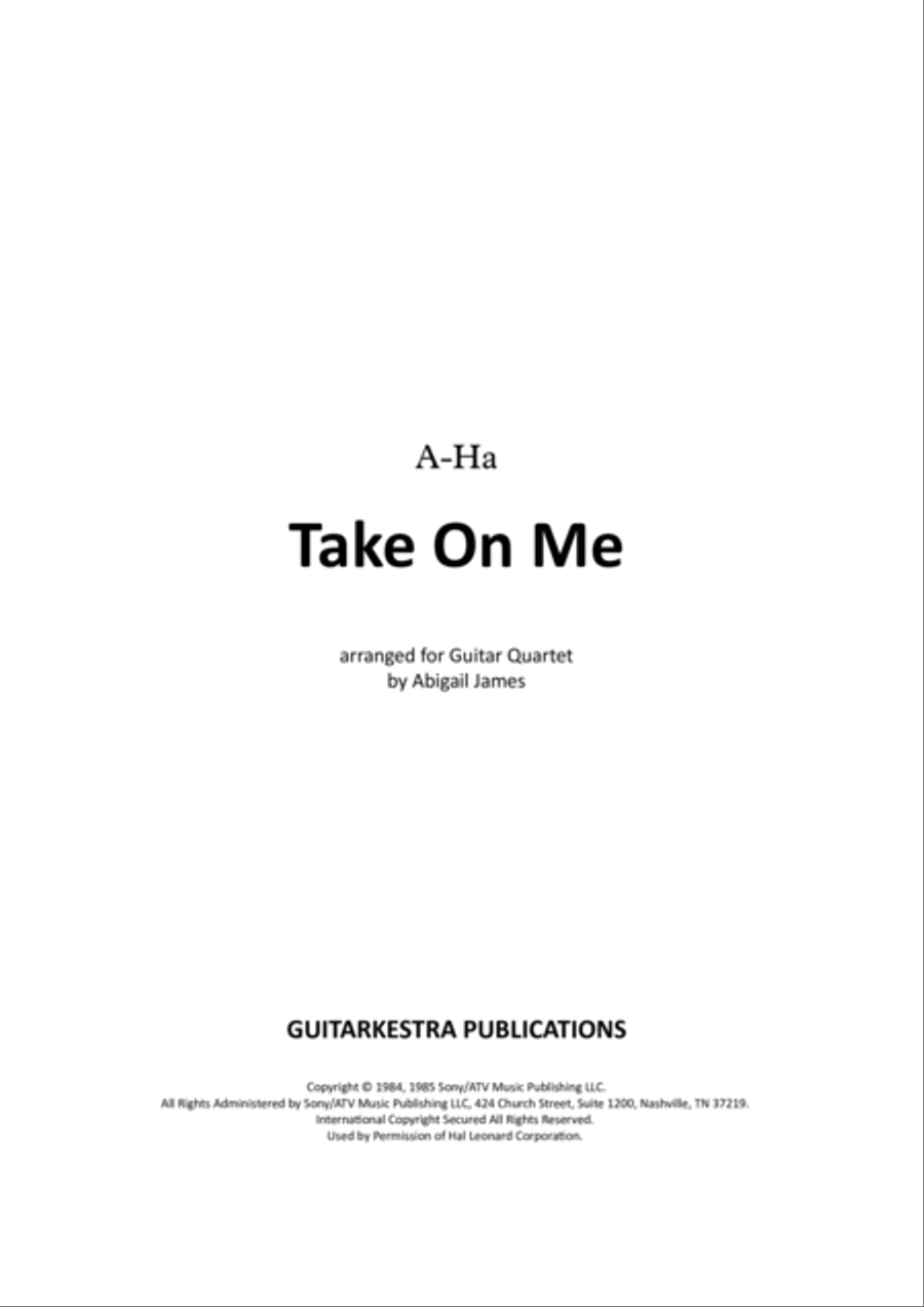 Take On Me Guitar Ensemble scores gallery preview page 1
