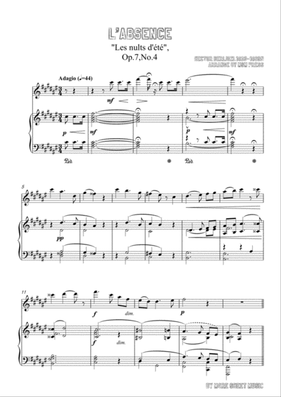 Berlioz-L'absence,for Violin and Piano Voice scores gallery preview page 3