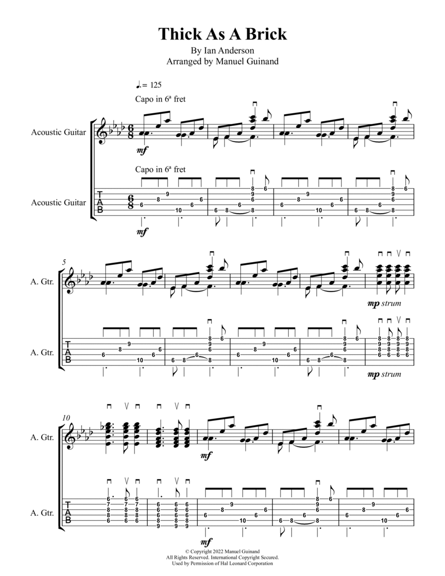 Thick As A Brick Thick As A Brick Guitar Solo scores gallery preview page 1