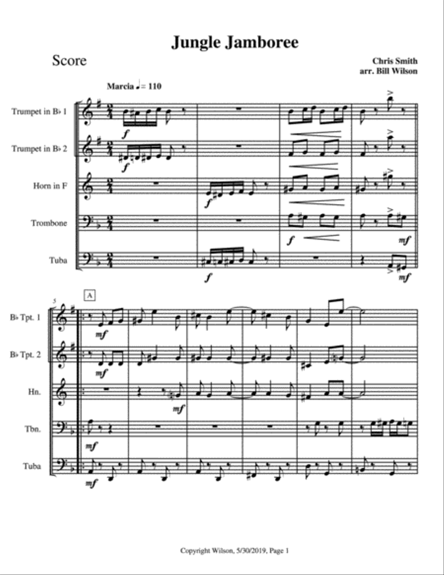 Jungle Jamboree Brass Quintet scores gallery preview page 2