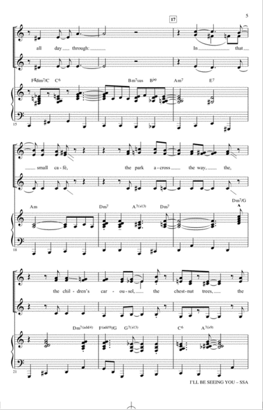 I'll Be Seeing You (arr. Kirby Shaw) SSA scores gallery preview page 3