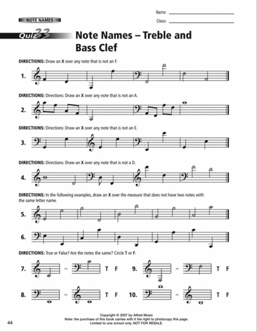 60 Music Quizzes for Theory and Reading Reproducible Packs scores gallery preview page 4