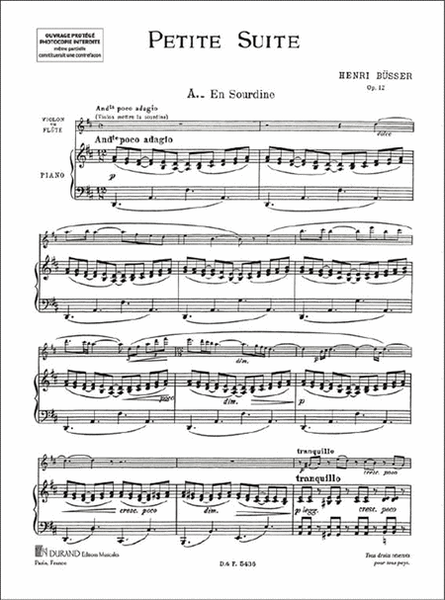 Petite Suite, Pour Violon Et Piano
