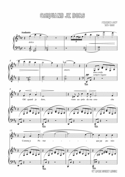 Liszt-Oh!Quand je dors in D Major，for voice and piano image number null