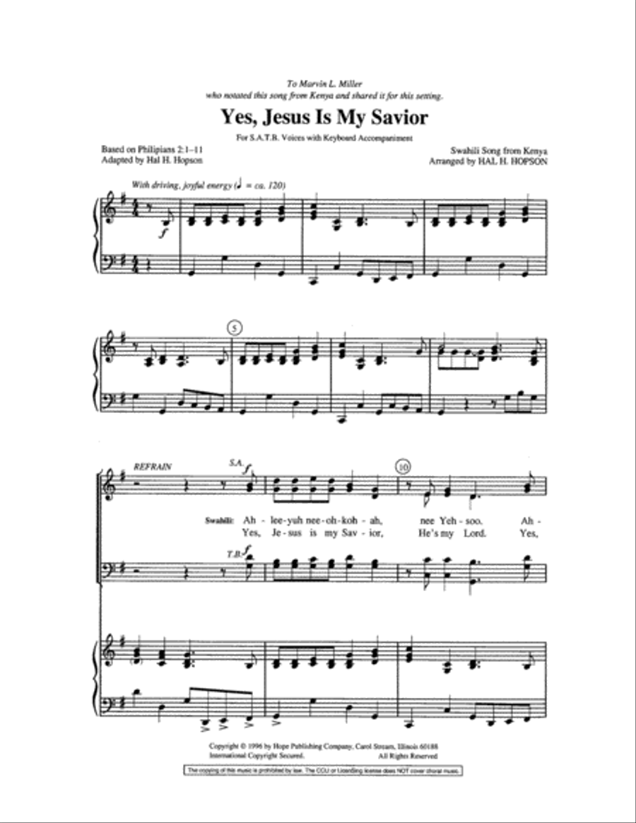 Yes, Jesus Is My Savior 4-Part scores gallery preview page 2