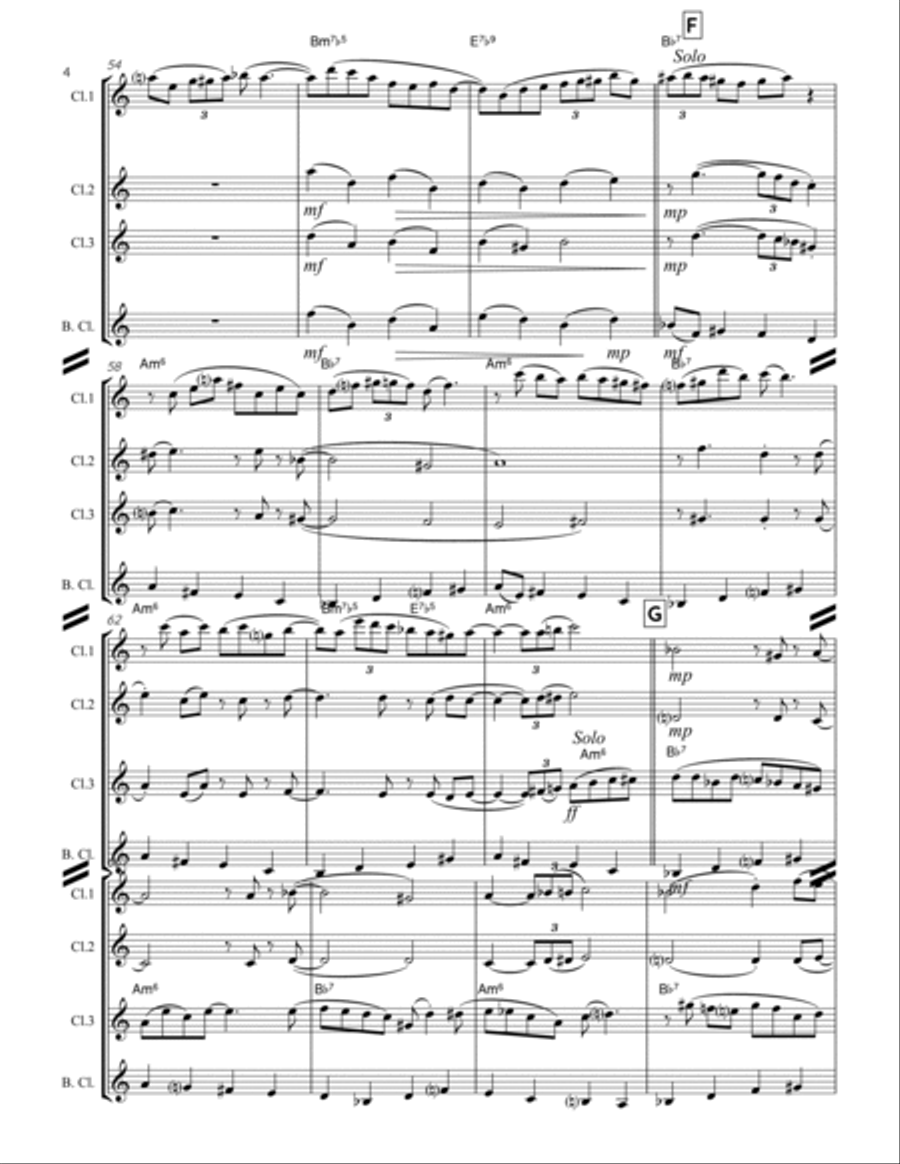 A Night In Tunisia Clarinet Quartet scores gallery preview page 5