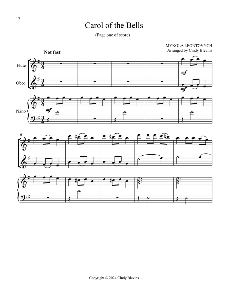 Flute, Oboe and Piano for Christmas, Book 1 (12 arrangements) Woodwind Duet scores gallery preview page 2