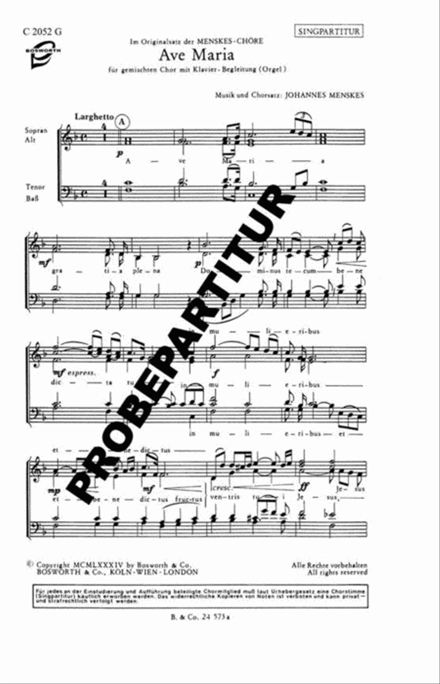 Ave Maria Ave Maria Mixed Choir scores gallery preview page 1