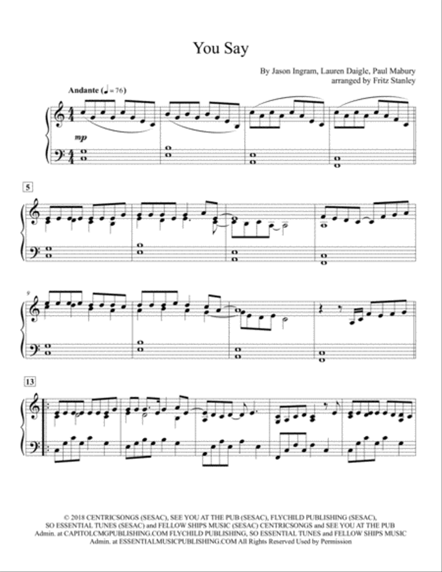 You Say You Say Piano Solo scores gallery preview page 2
