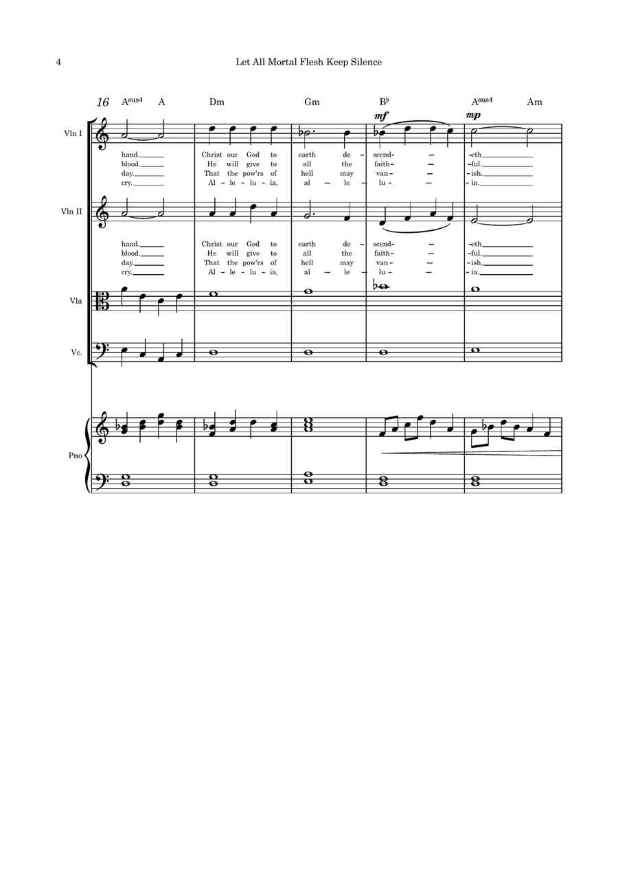 Let All Mortal Flesh Keep Silence strings quartet and Piano Piano Quartet scores gallery preview page 4