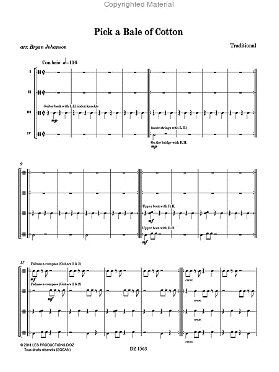 Pick a Bale of Cotton Guitar Ensemble scores gallery preview page 2