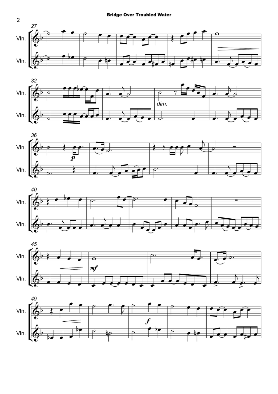 Bridge Over Troubled Water String Duet scores gallery preview page 3