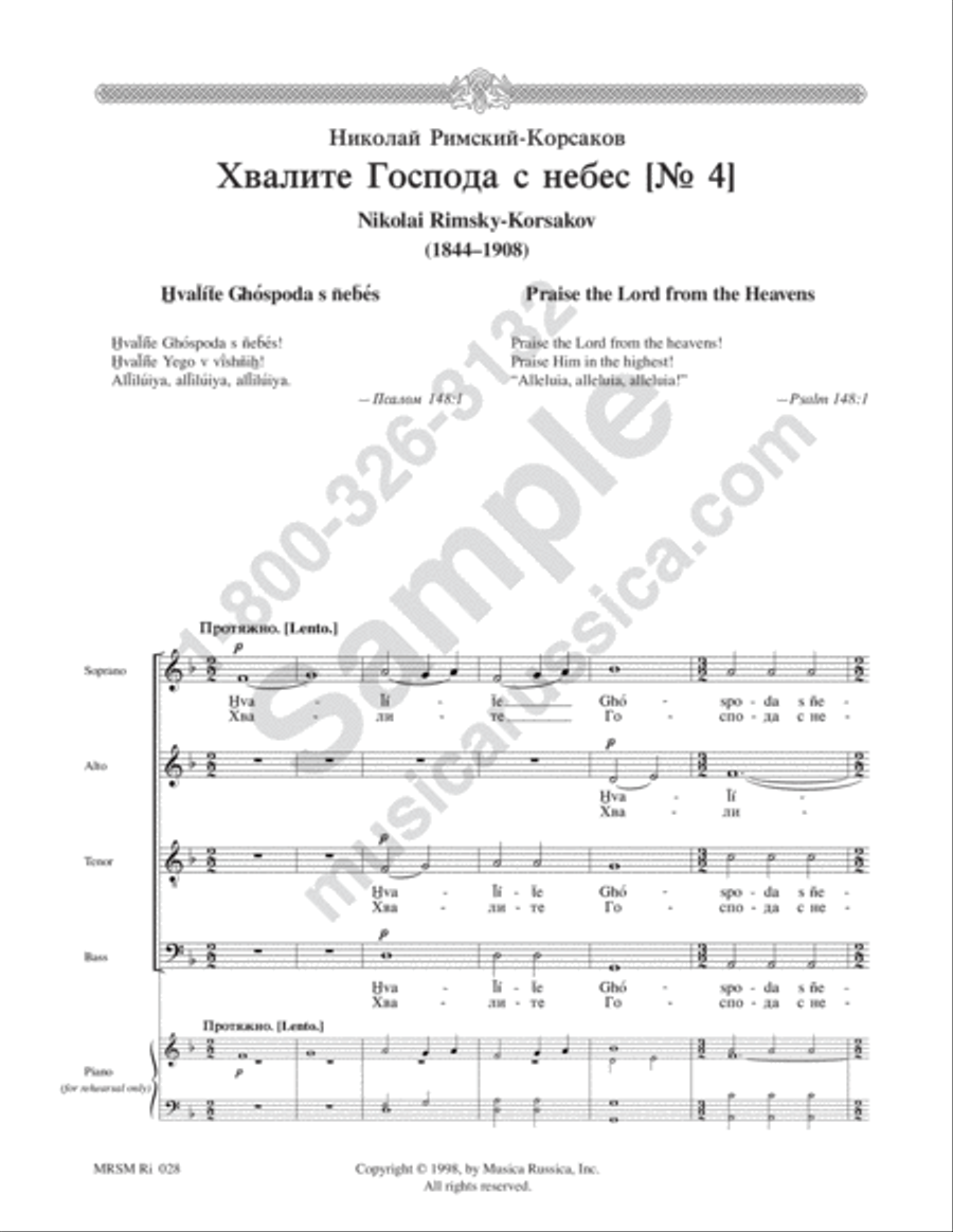 Praise the Lord from the Heavens [No. 4] 4-Part scores gallery preview page 2