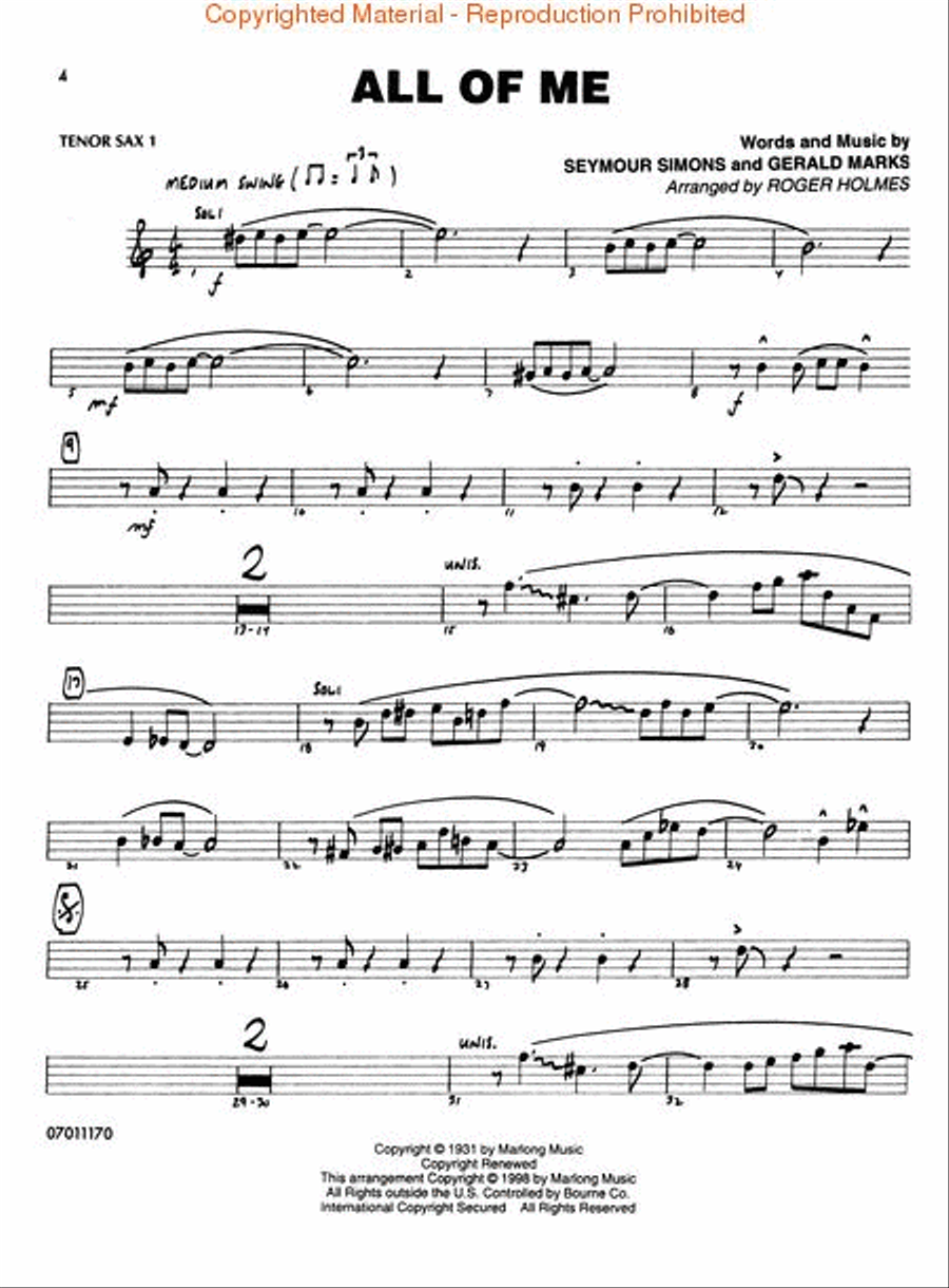 The Best of Easy Jazz – Tenor Sax 1 Jazz Ensemble scores gallery preview page 3
