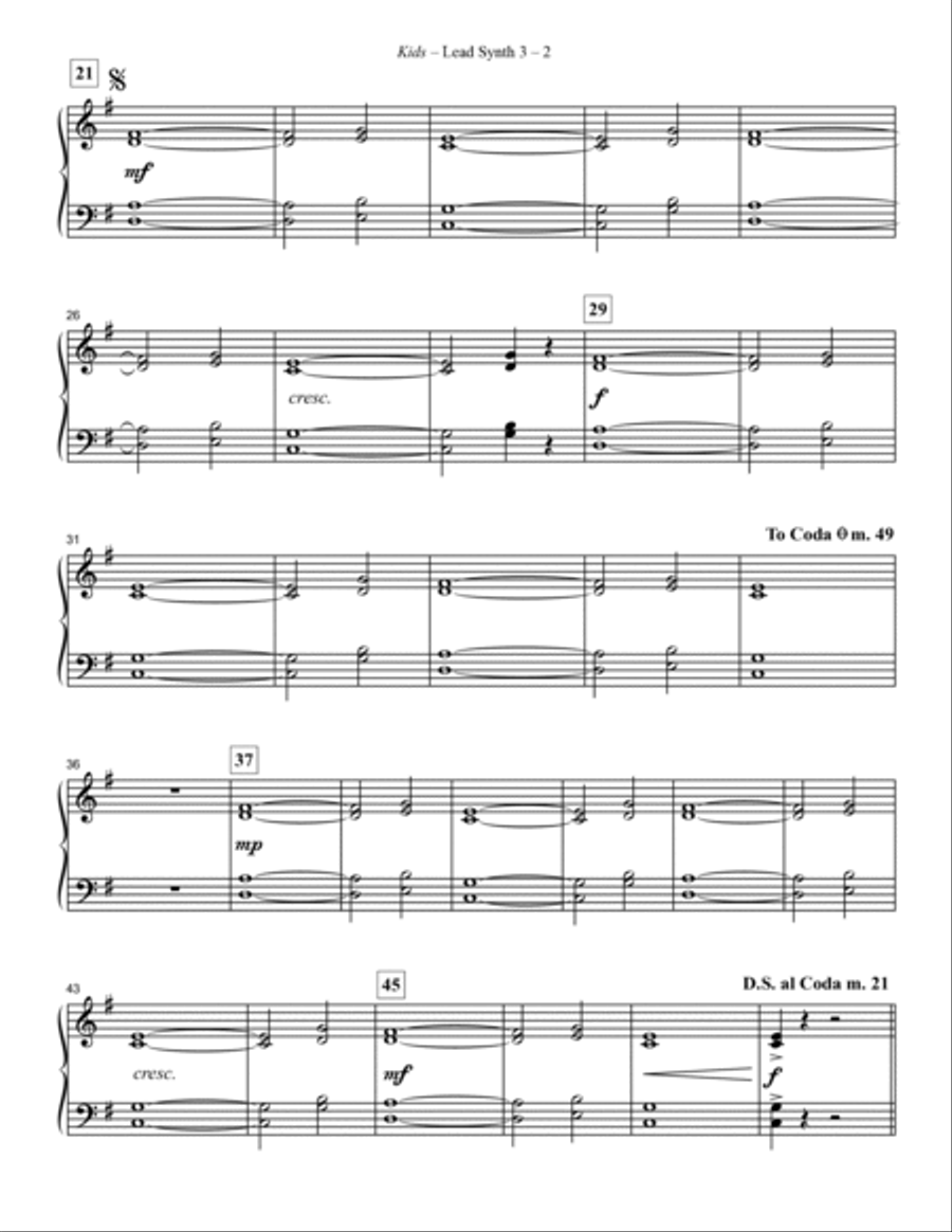Kids (arr. Paul Langford) - Synthesizer III Choir scores gallery preview page 2