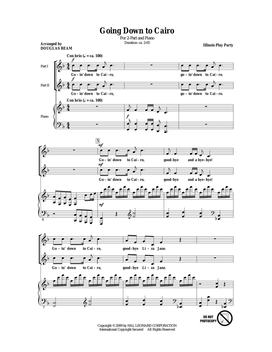 Going Down To Cairo 2-Part scores gallery preview page 1