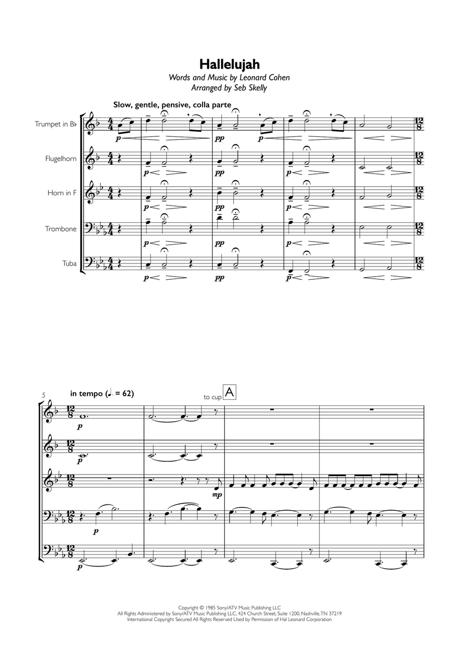 Hallelujah Brass Ensemble scores gallery preview page 1