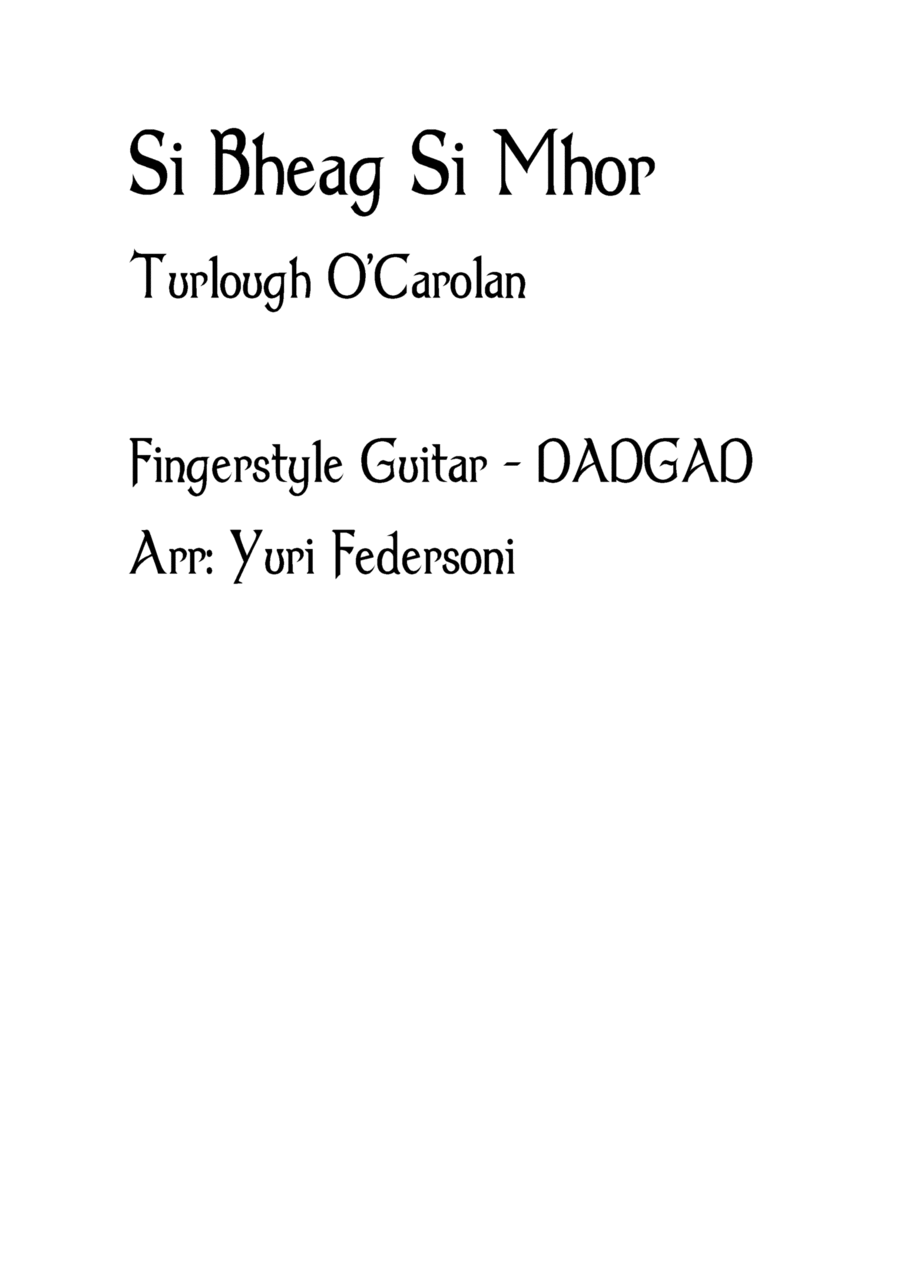 Si Bheag Si Mhor (Turlough O'Carolan) - Fingerstyle Guitar TAB (DADGAD) Acoustic Guitar scores gallery preview page 1