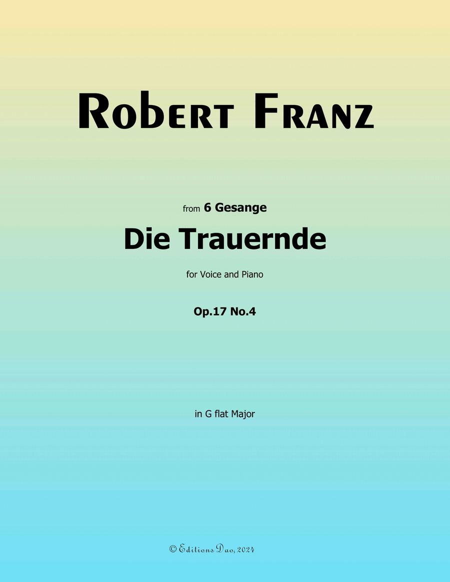 Die Trauernde, by Robert Franz, in G flat Major Voice scores gallery preview page 1
