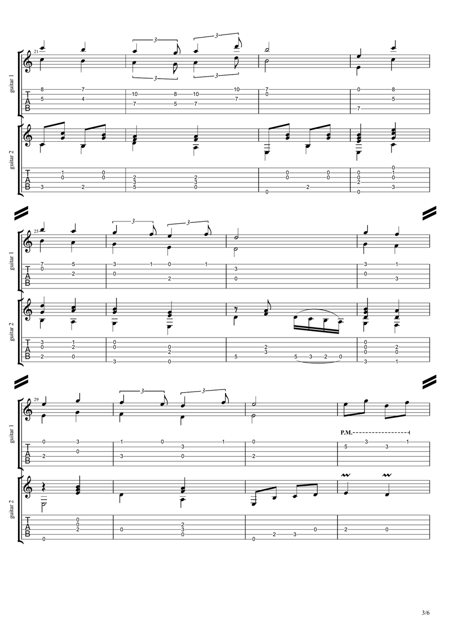 Ey Iran / ای ایران guitar arrangement, notes and tabs for guitar duo Guitar Tablature scores gallery preview page 3