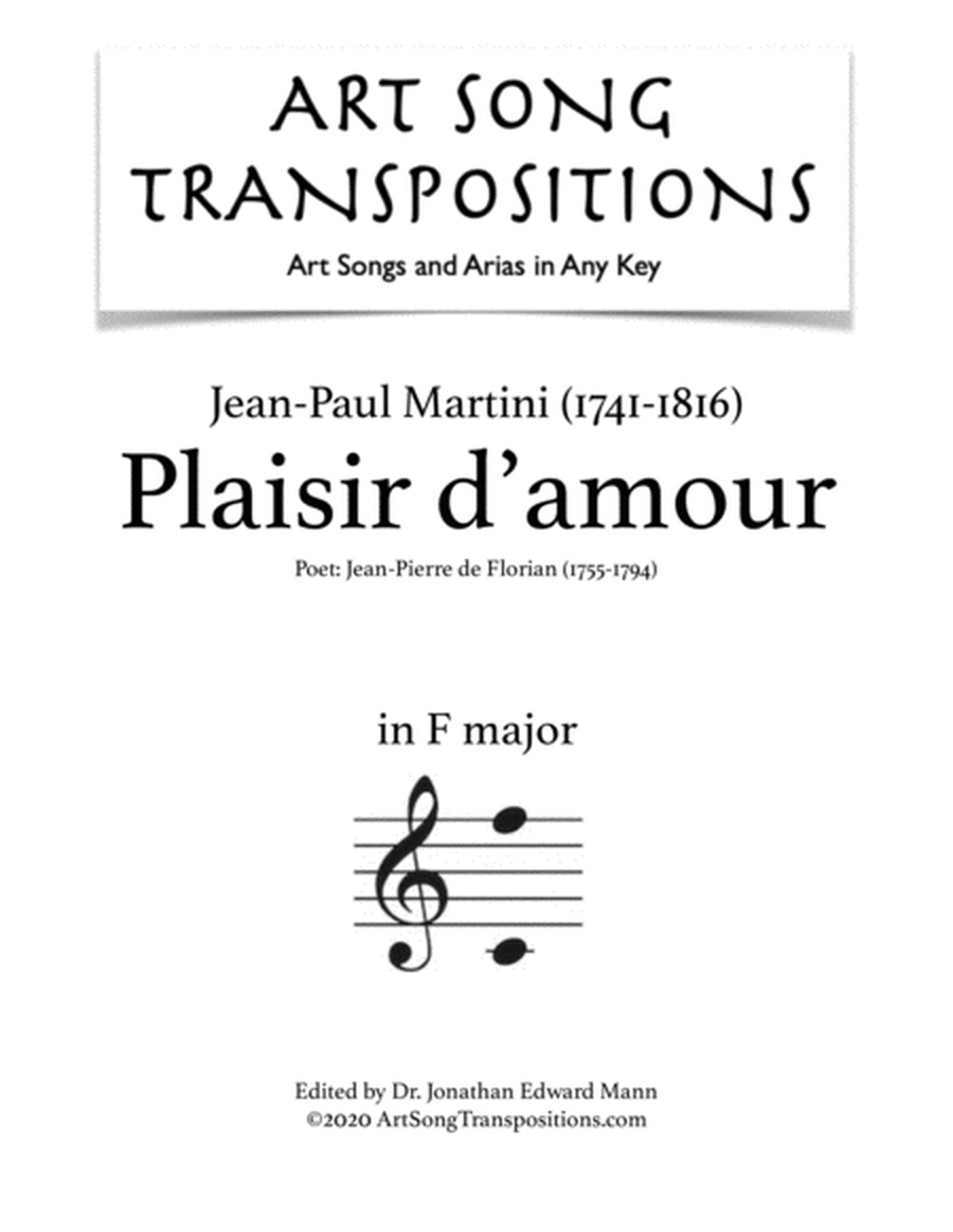 MARTINI: Plaisir d'amour (transposed to F major)