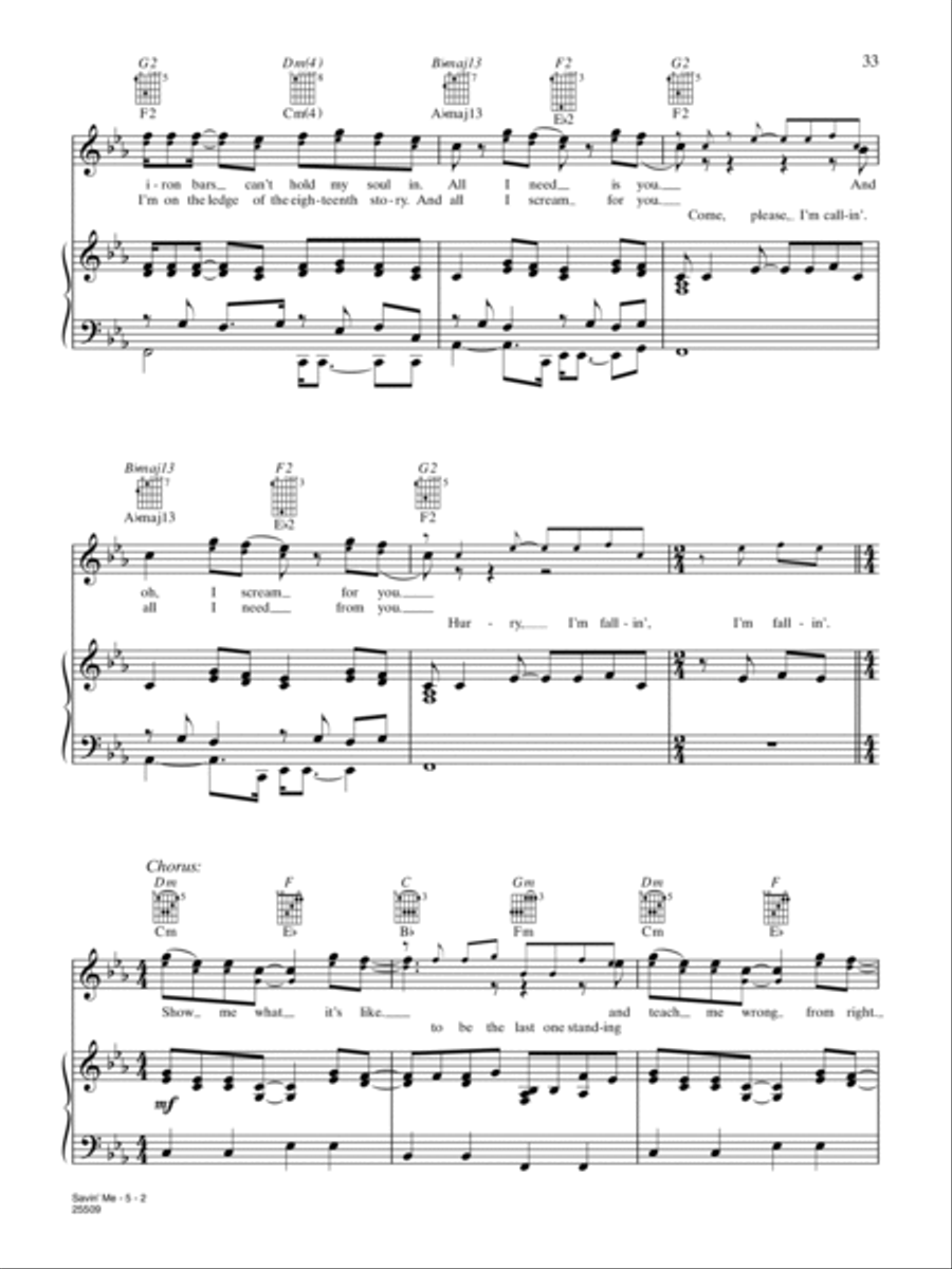 Savin' Me Piano, Vocal, Guitar scores gallery preview page 2