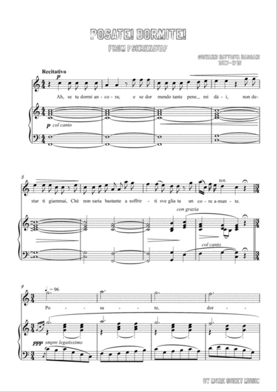 Bassani-Posate! Dormite! in C Major,for voice and piano