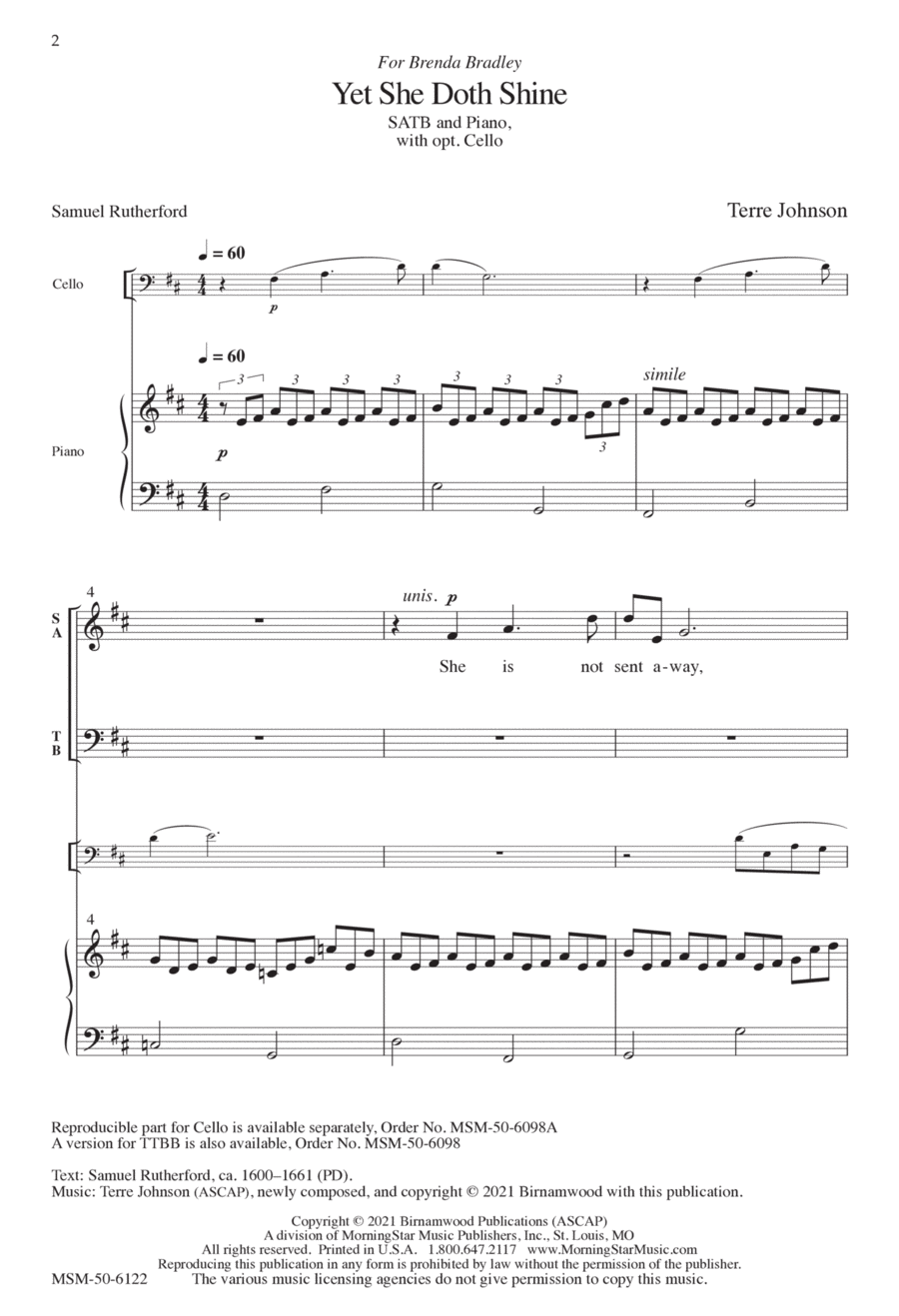 Yet She Doth Shine 4-Part scores gallery preview page 1