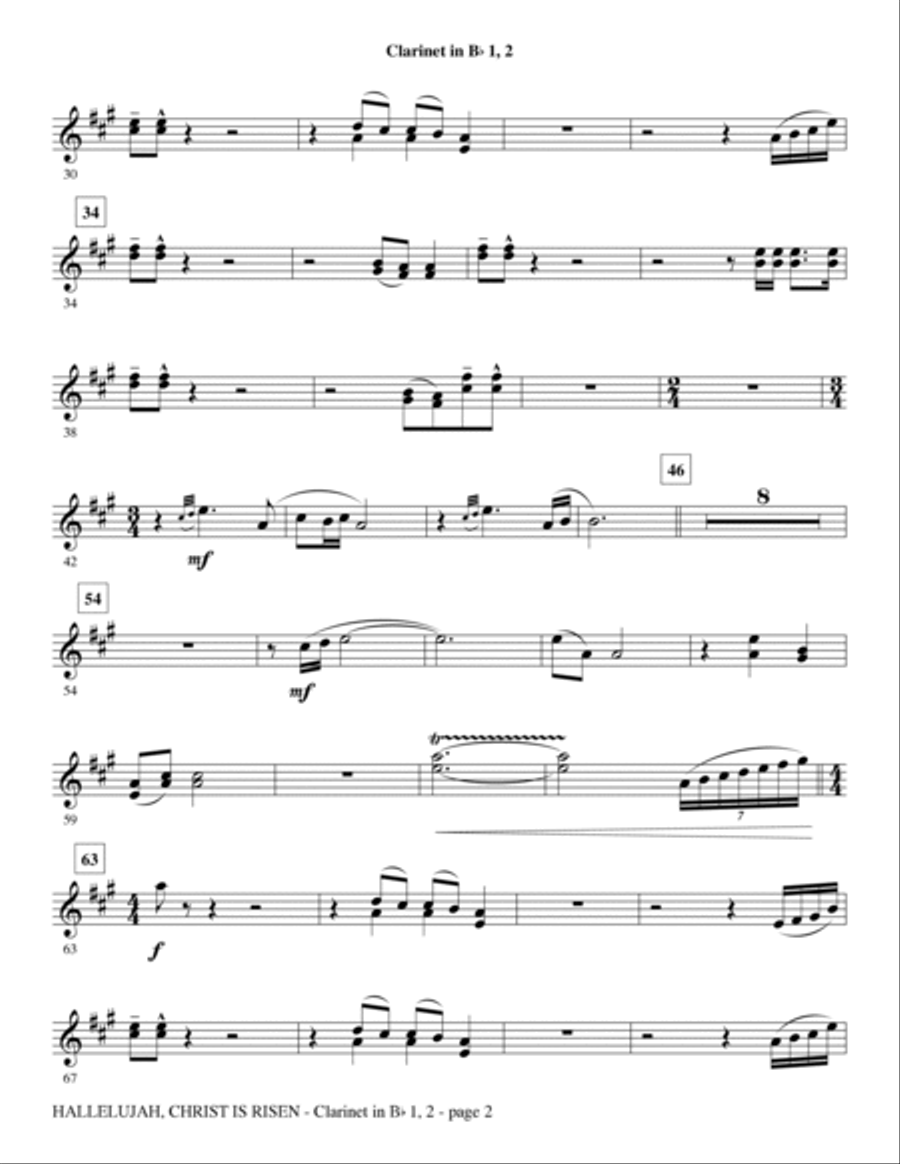 Hallelujah, Christ Is Risen - Clarinet 1 & 2 Choir scores gallery preview page 2