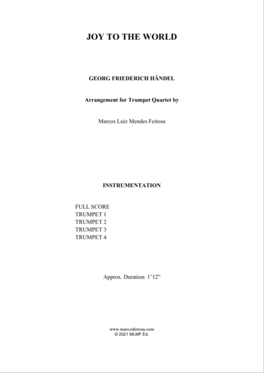 Joy To The World (Cantai Que o Salvador Chegou) - Trumpet Quartet Brass Ensemble scores gallery preview page 2