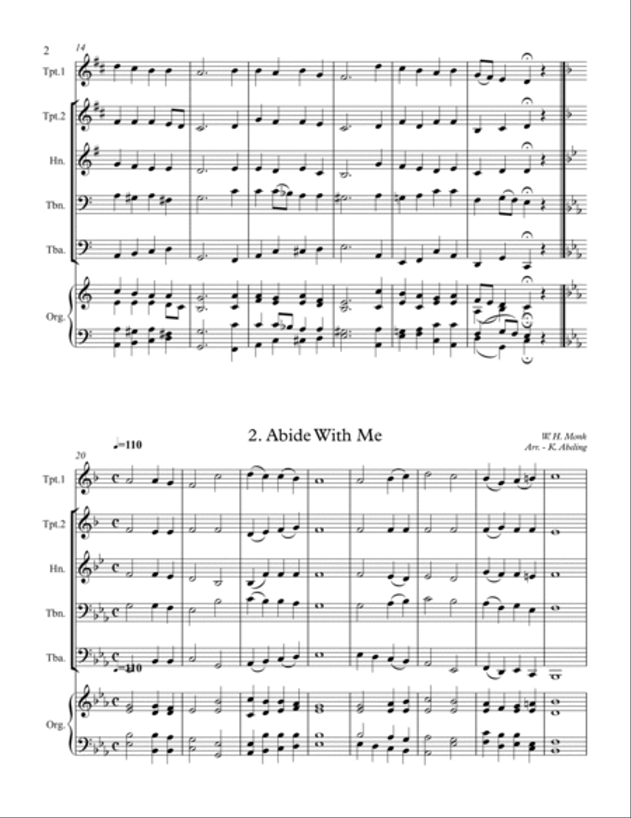40 Beloved Christian Hymns Volume I (for Brass Quintet and optional Organ) Horn scores gallery preview page 3