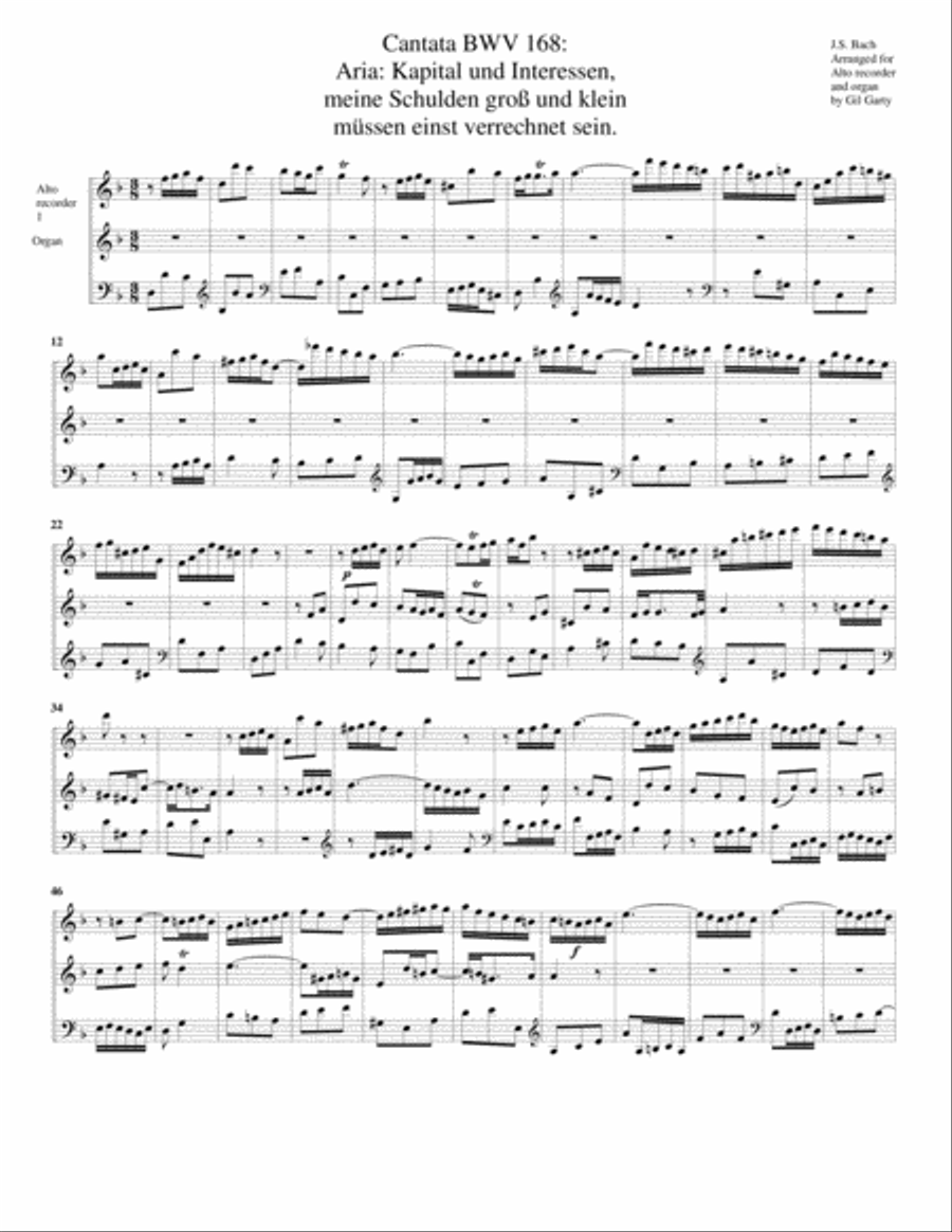Aria: Kapital und Interessen, meine Schulden gro Small Ensemble scores gallery preview page 1