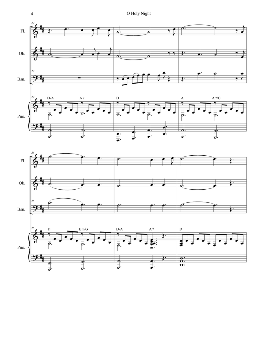 O Holy Night (for Woodwind Trio and Piano) Woodwind Trio scores gallery preview page 5