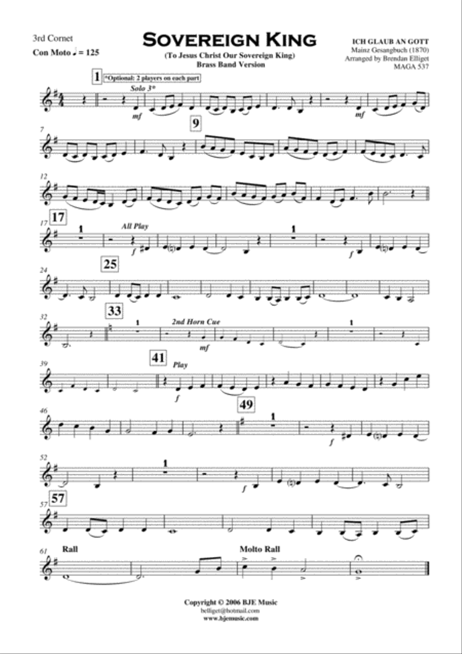 Sovereign King - Cornet Trio and Brass Band Score and Parts PDF Brass Trio scores gallery preview page 6