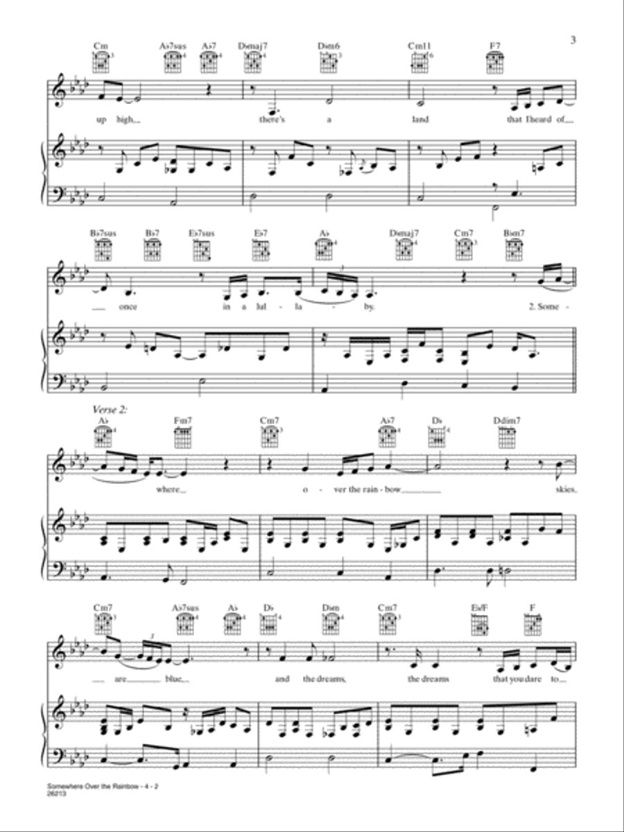 Somewhere Over the Rainbow Piano, Vocal, Guitar scores gallery preview page 2