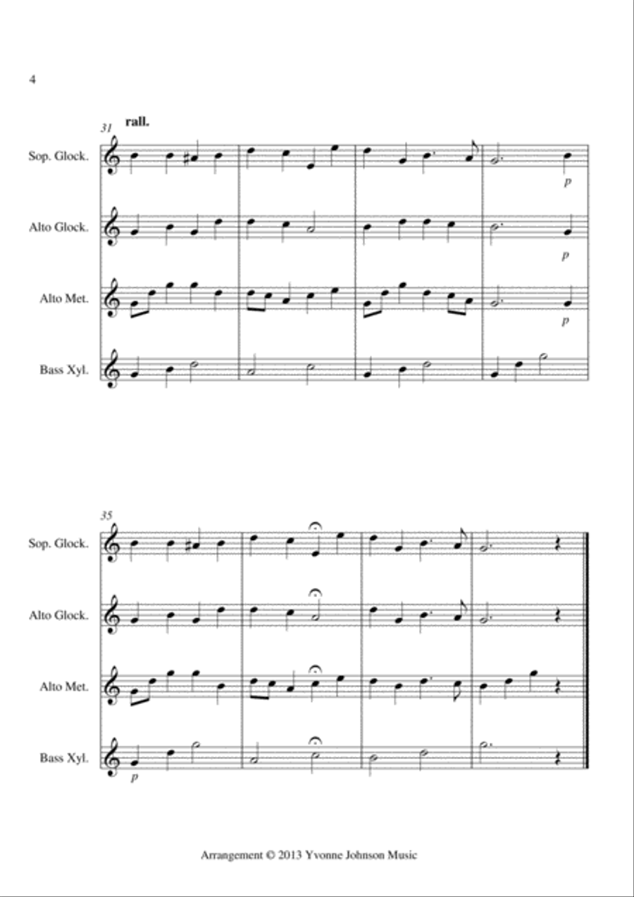 O Little Town Of Bethlehem - For Orff Ensemble Percussion Ensemble scores gallery preview page 4