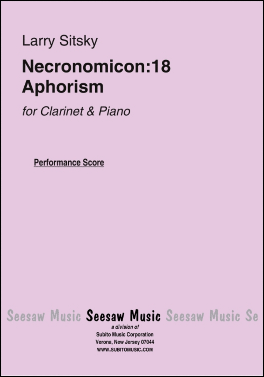 Necronomicon: 18 Aphorisms Clarinet Solo scores gallery preview page 1