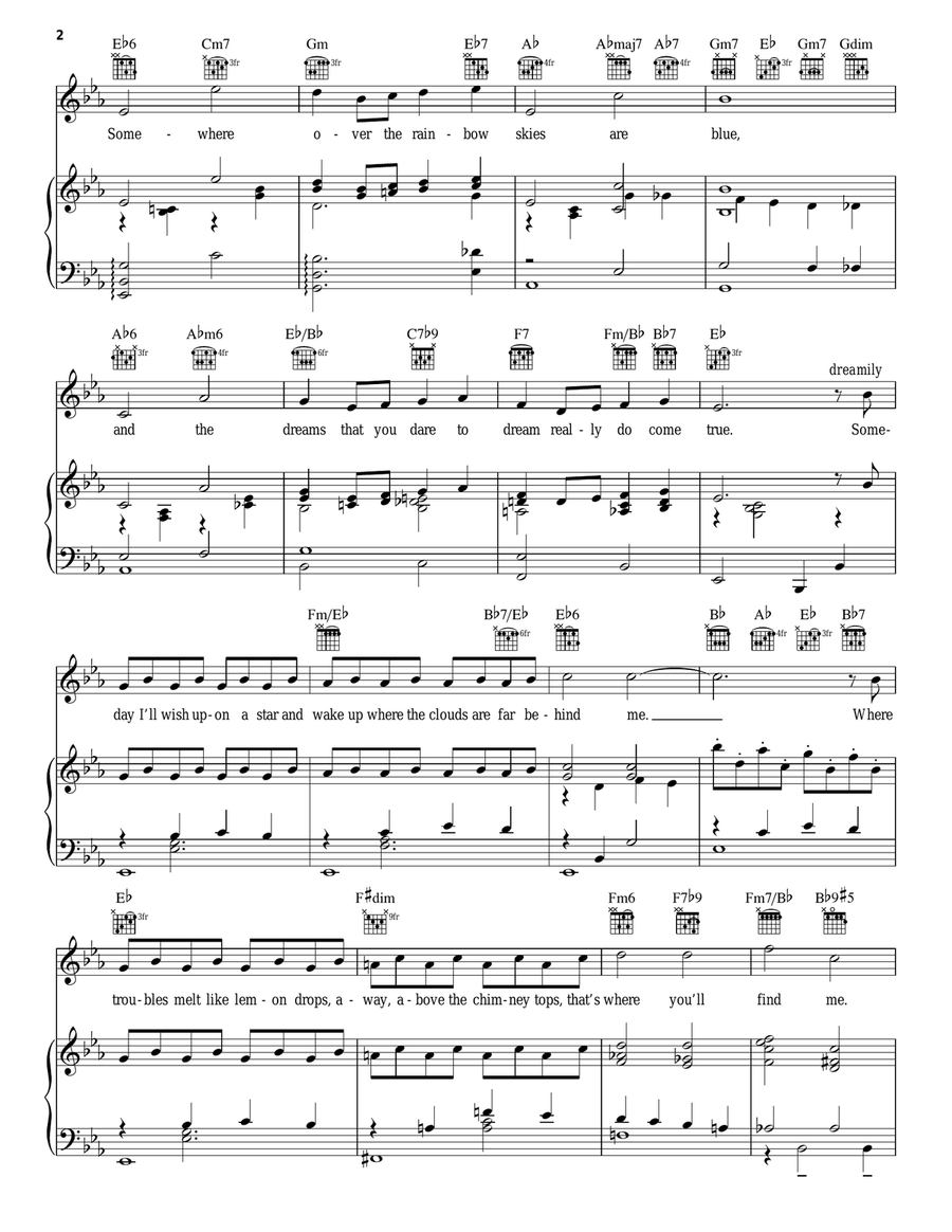 Over The Rainbow Over The Rainbow Piano, Vocal, Guitar scores gallery preview page 2